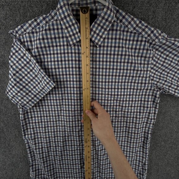 Viyella Short Sleeve Blue Purple Check Cotton Woven Medium Button Up Shirt Adult - Picture 3 of 14
